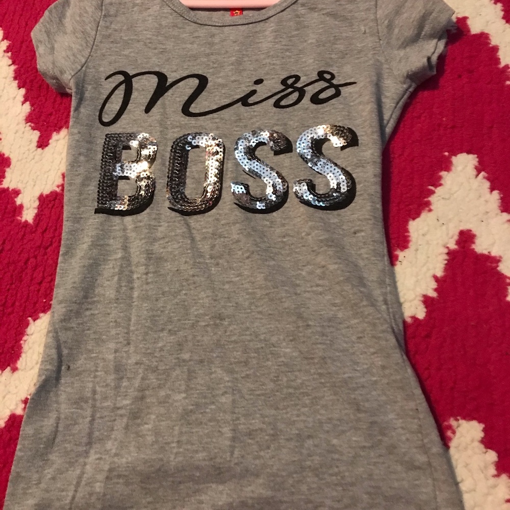 girls grey "miss boss" shirt